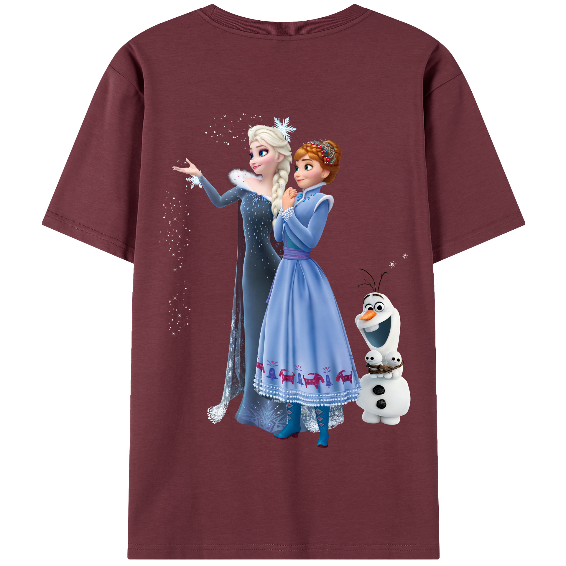 （画像用） アナと雪の女王 アンナ エルサ Frozen Anna Elsa 綿100％半袖Tシャツ（背面プリント）